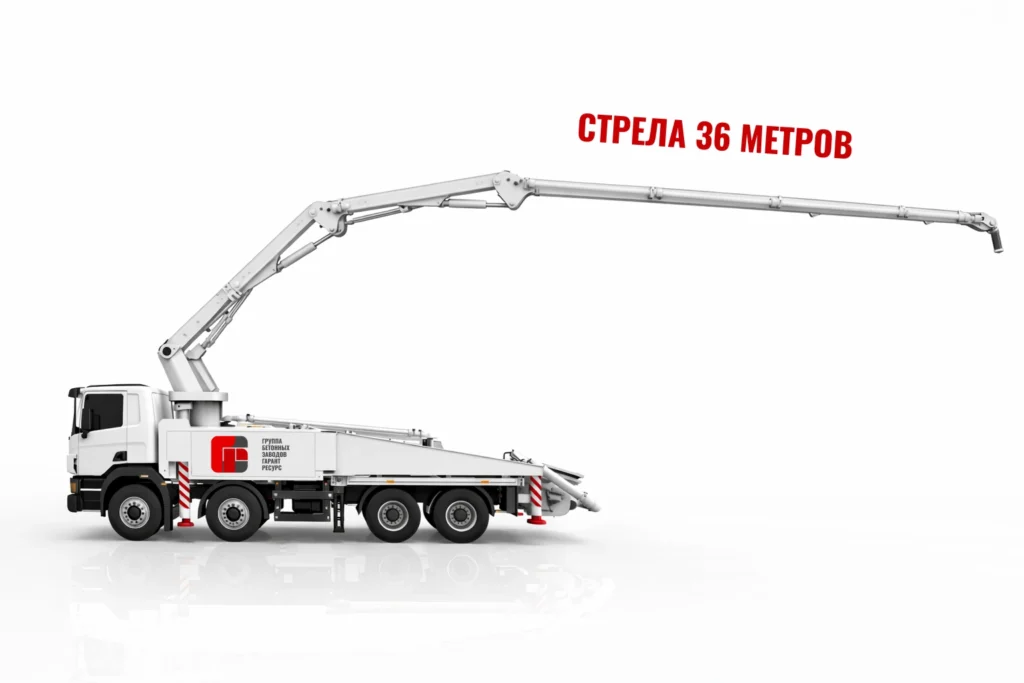 Автобетононасос со стрелой 36 м для подачи бетона на монолитные работы в Электроуглях